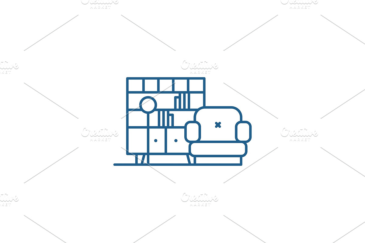 Living room line icon concept in Illustrations - product preview 8