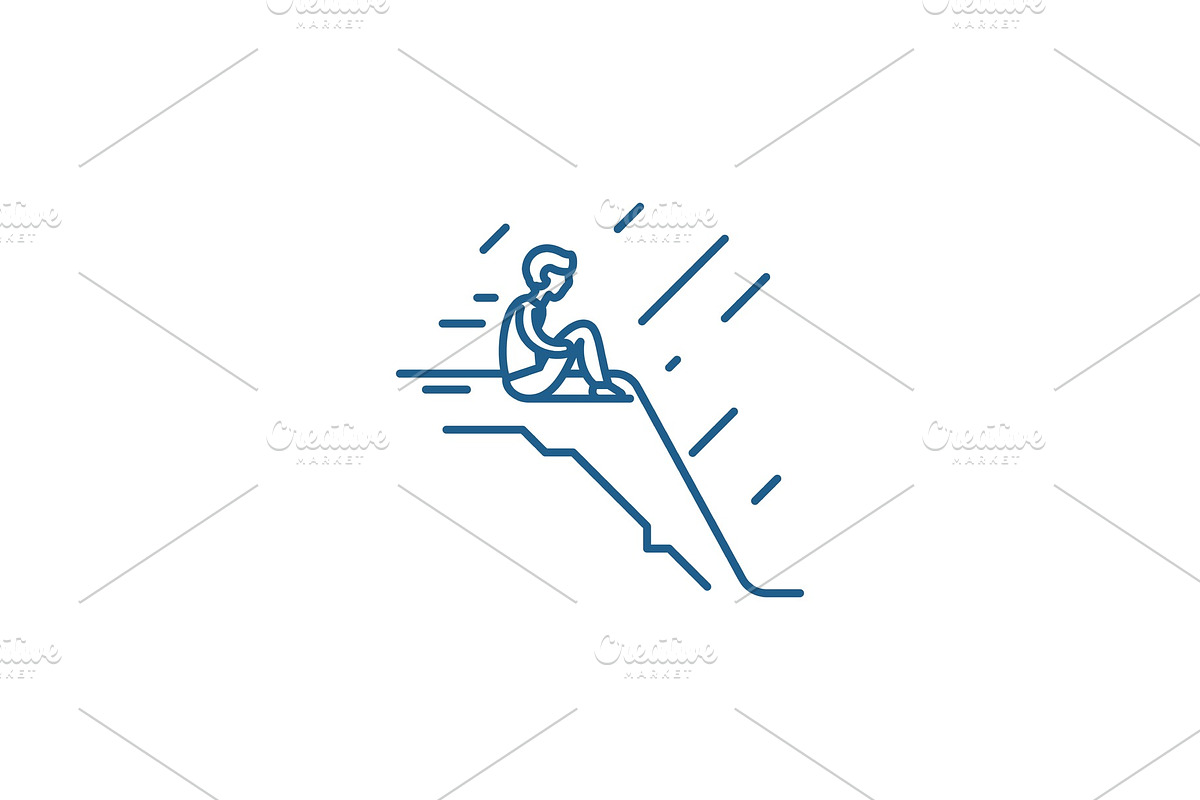 Loneliness line icon concept in Illustrations - product preview 8