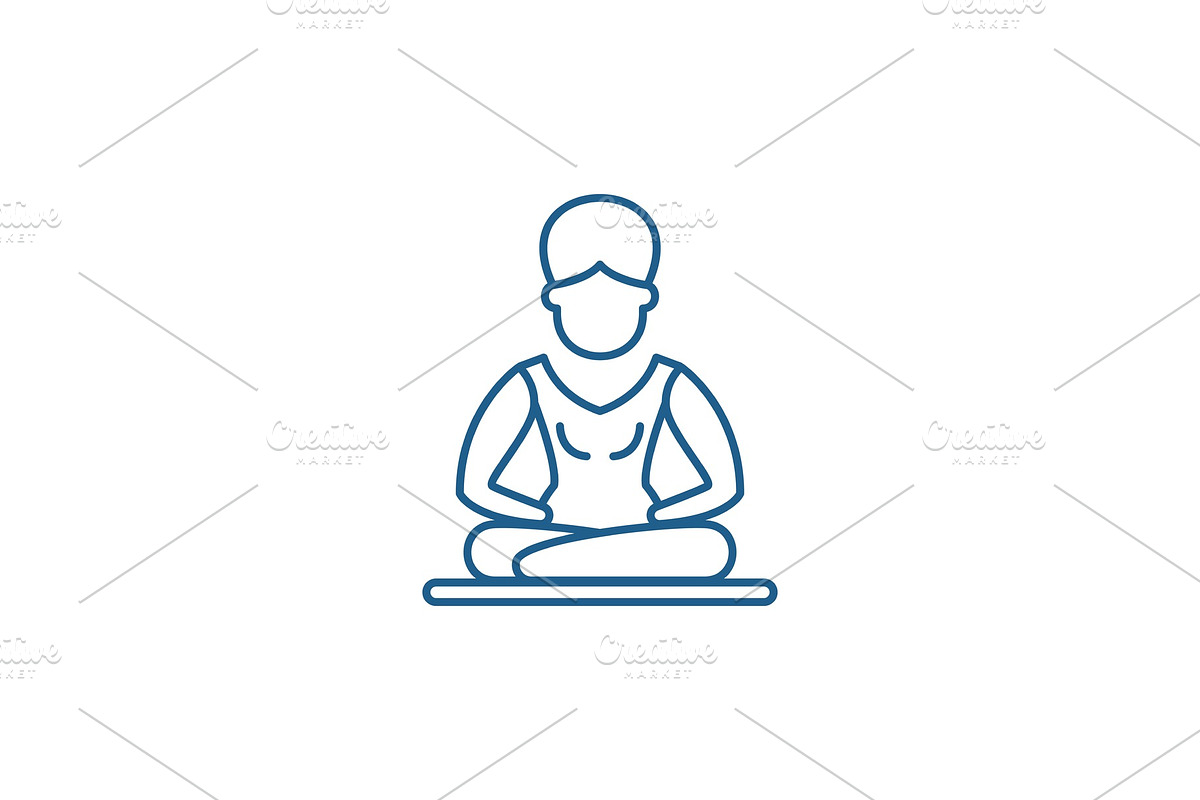 Lotus pose meditation line icon in Illustrations - product preview 8