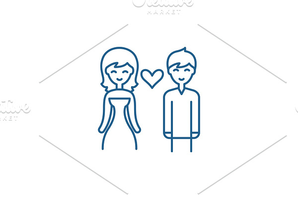 Love couple line icon concept. Love