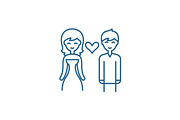 Love couple line icon concept. Love