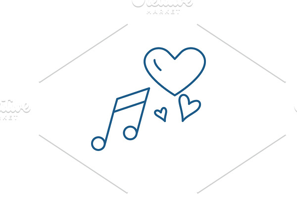 Love music line icon concept. Love