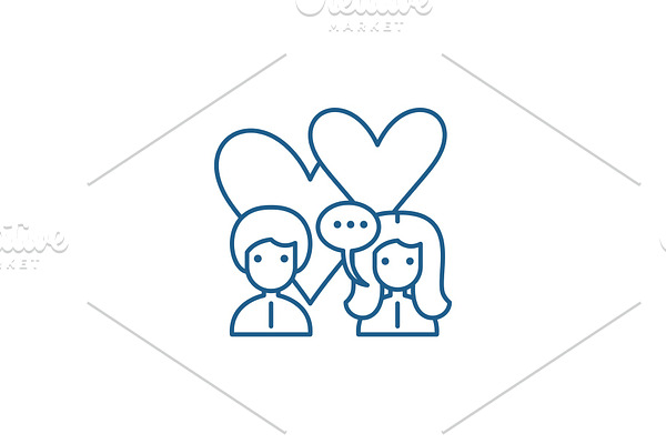 Love relationship line icon concept