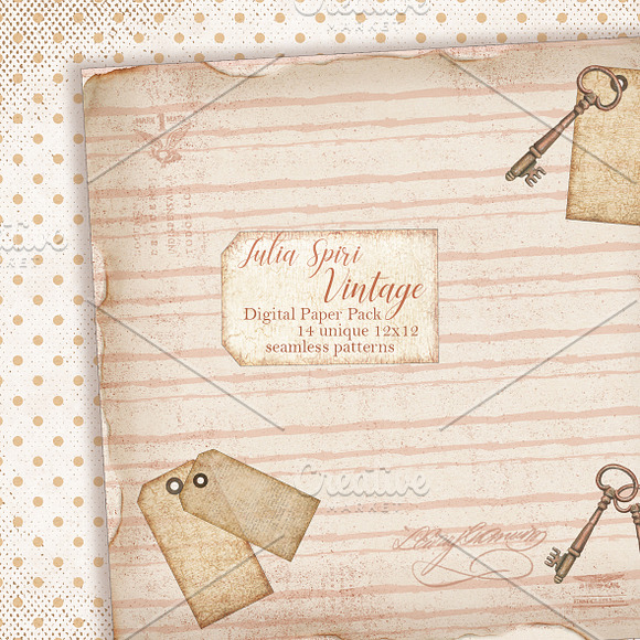 Vintage. Digital Paper Pack in Patterns - product preview 4