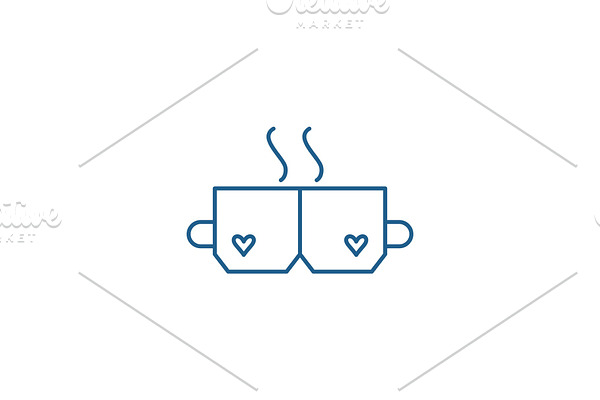 Love tea line icon concept. Love tea