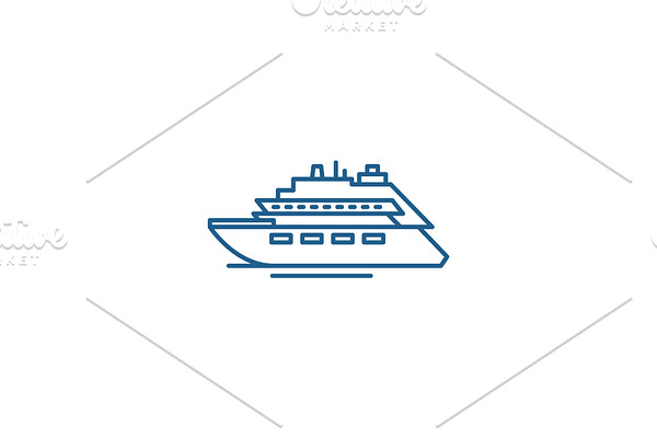 Luxury yacht line icon concept