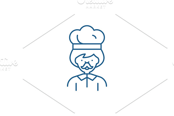 Male cook line icon concept. Male