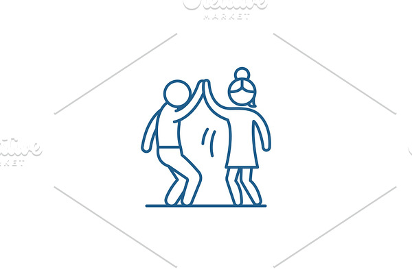 Man and woman are dancing line icon