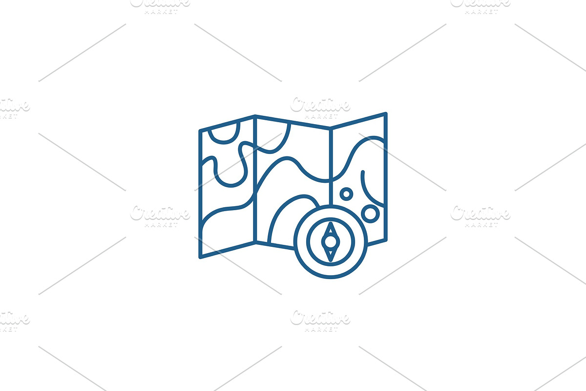 Map and compass line icon concept in Illustrations - product preview 8