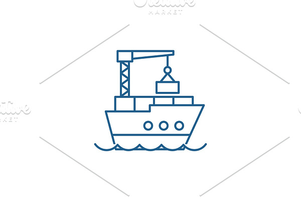 Maritime logistics line icon concept