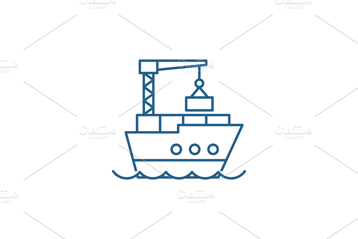 Maritime logistics line icon concept in Illustrations - product preview 8