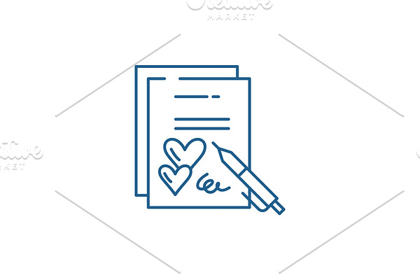 Marriage contract line icon concept