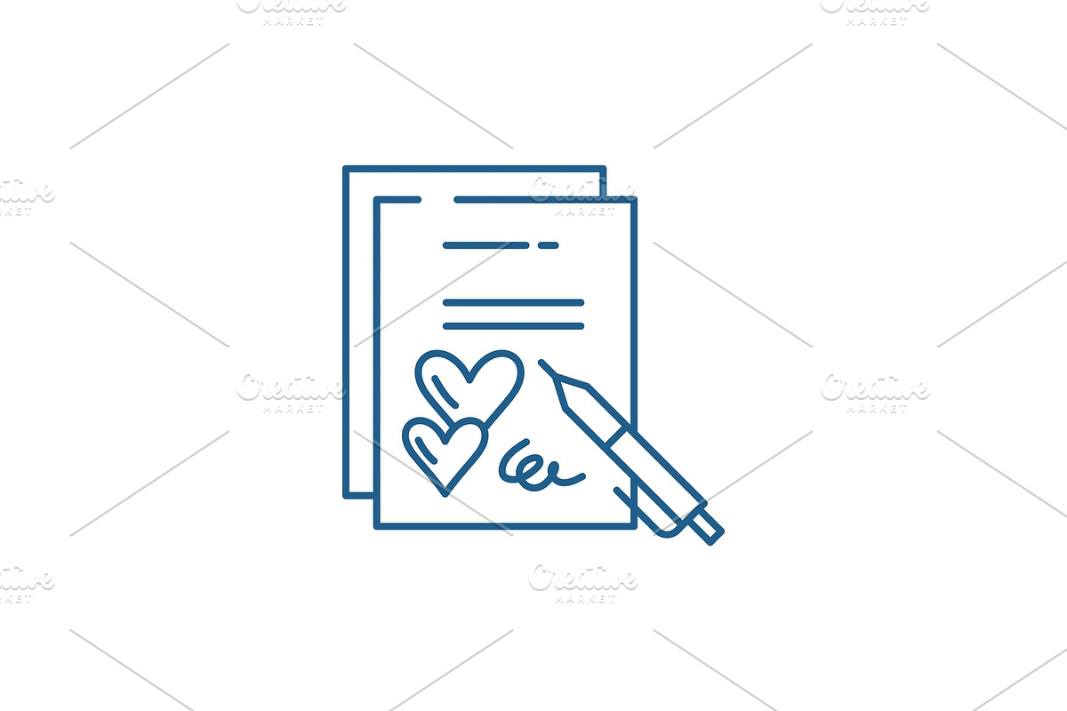 Marriage contract line icon concept in Illustrations - product preview 8