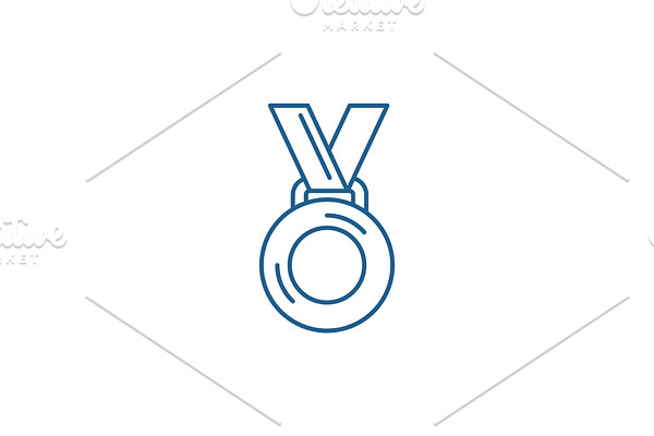 Medal winner line icon concept