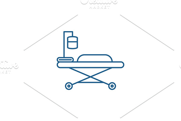 Medical bed line icon concept