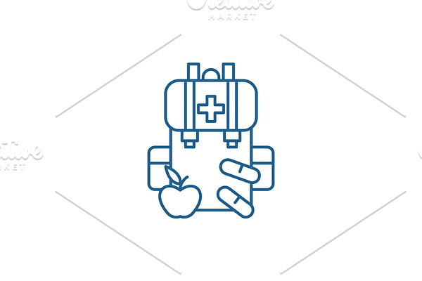 Medical kit line icon concept