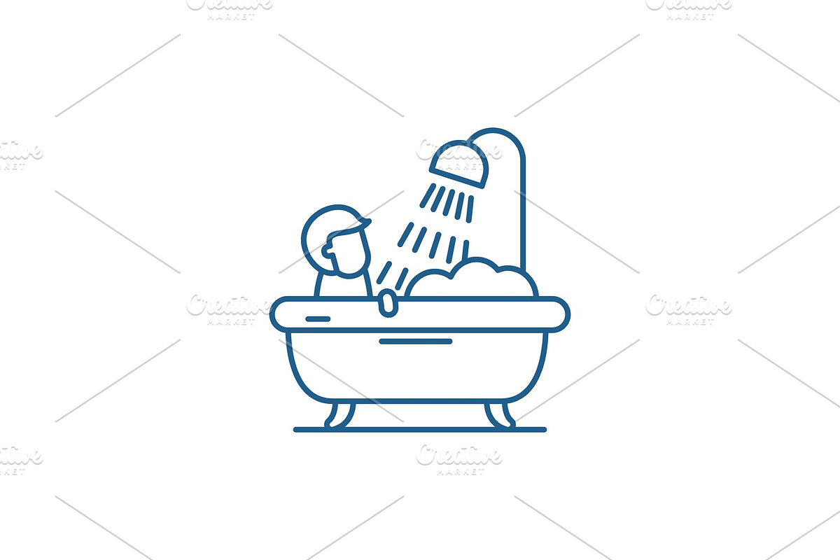 Mens bathroom line icon concept in Illustrations - product preview 8