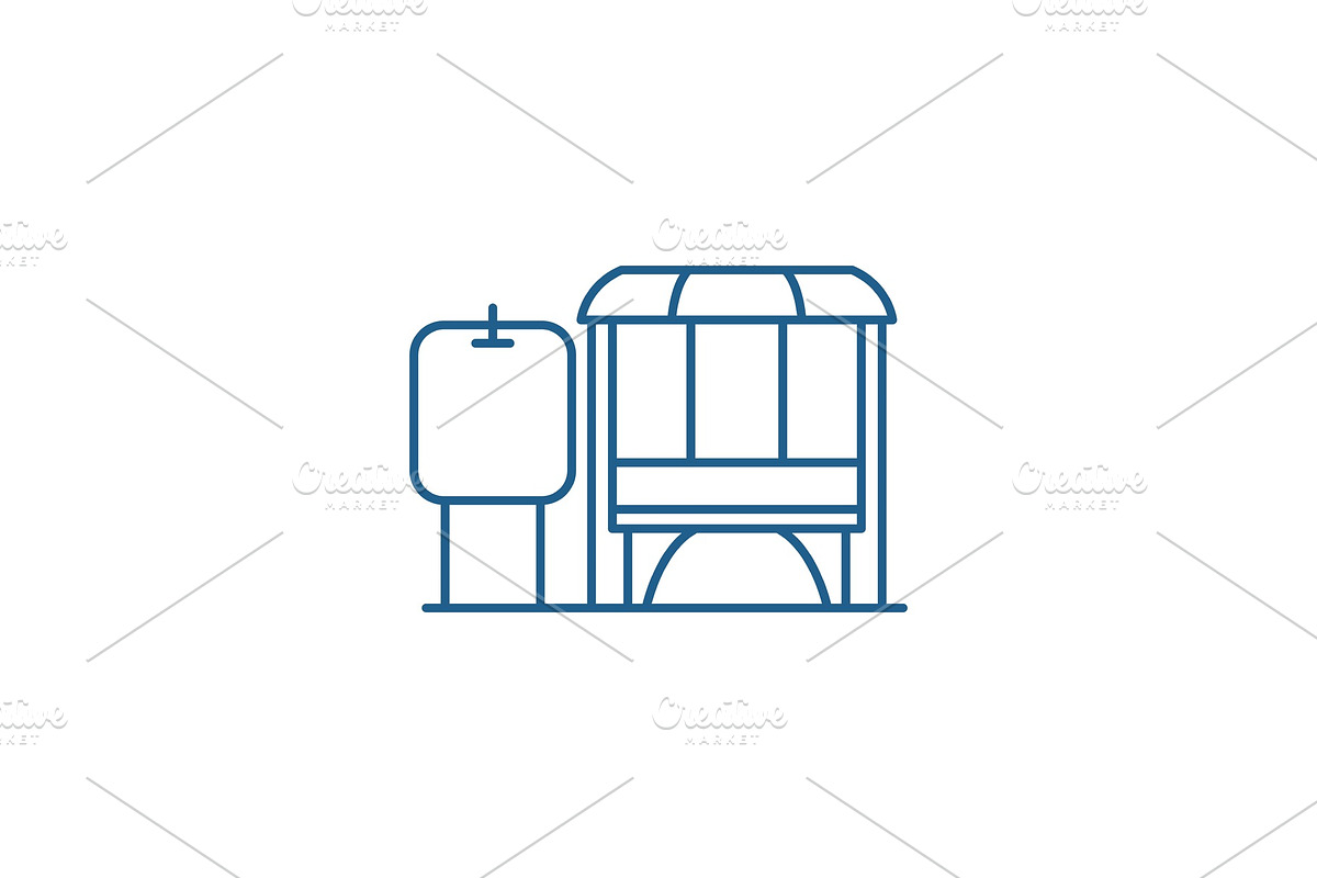 Mini gas station line icon concept in Illustrations - product preview 8