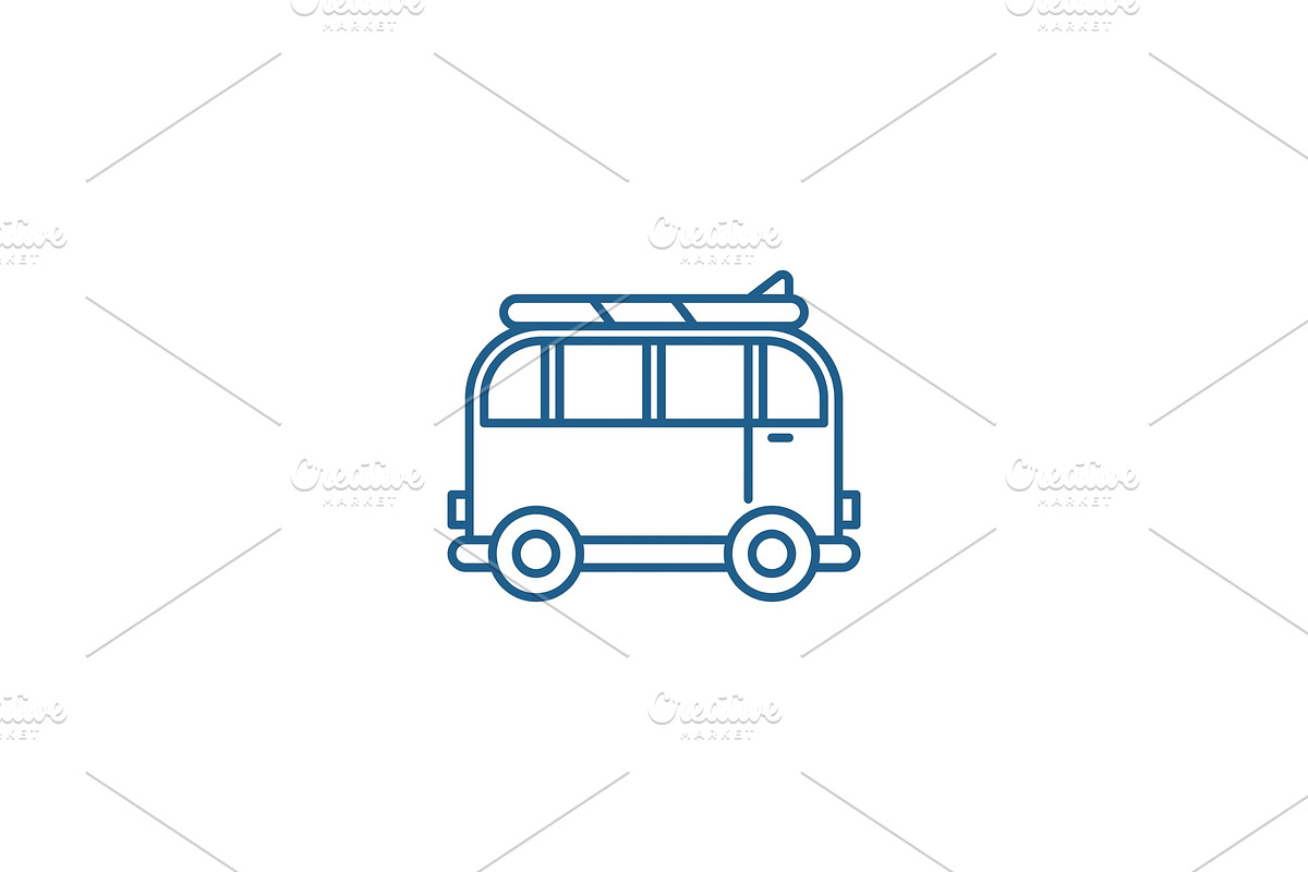 Minivan for travel line icon concept in Illustrations - product preview 8