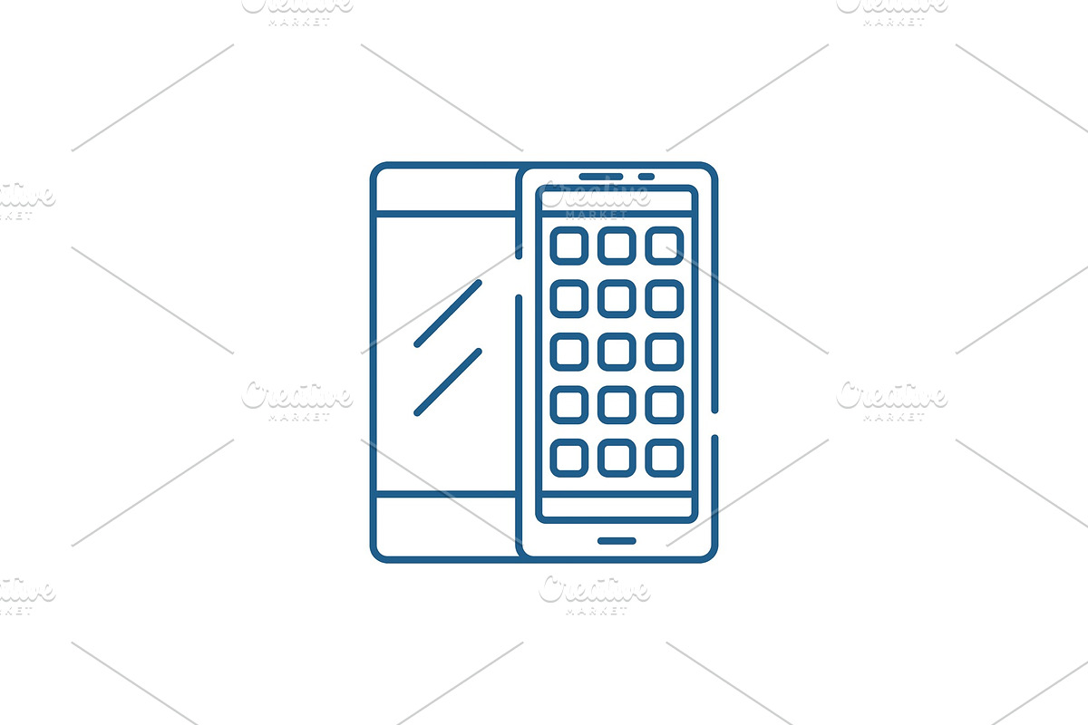 Mobile applications line icon in Illustrations - product preview 8