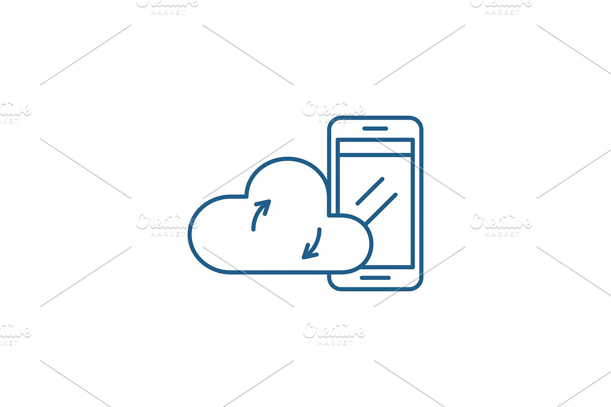 Mobile cloud data line icon concept in Illustrations - product preview 8