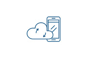 Mobile cloud data line icon concept