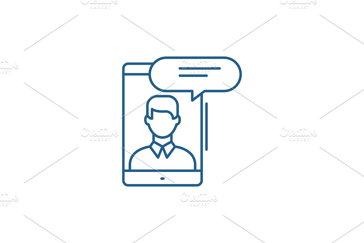 Mobile conversation line icon in Illustrations - product preview 8