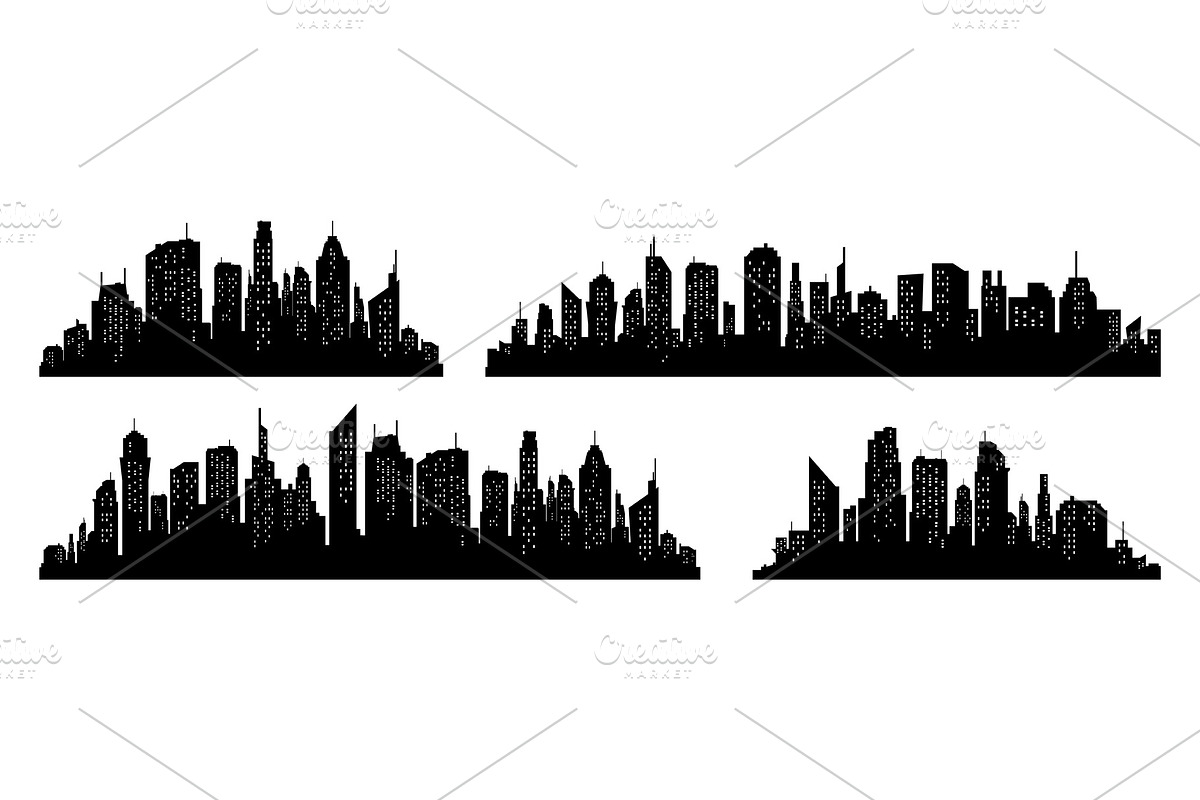 City silhouette vector set in Illustrations - product preview 8