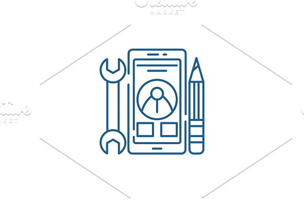 Mobile development line icon concept