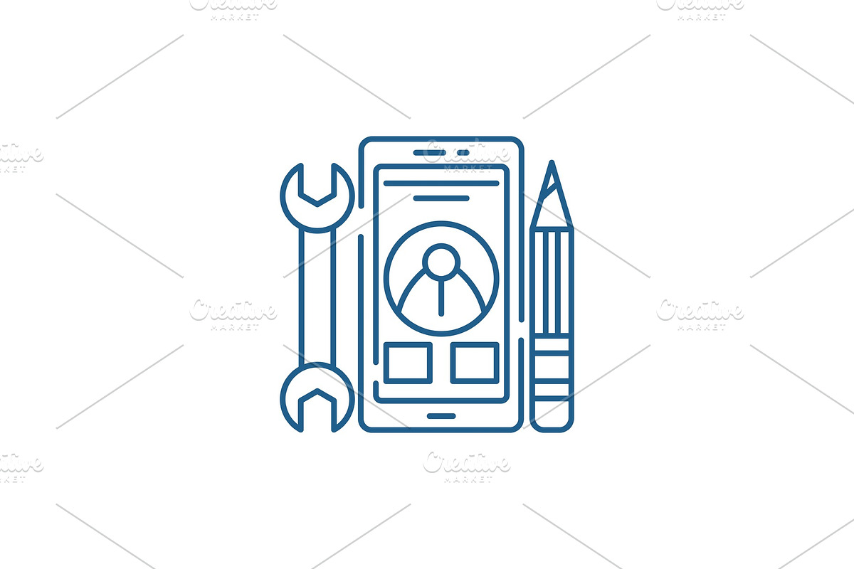 Mobile development line icon concept in Illustrations - product preview 8