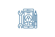 Mobile development line icon concept
