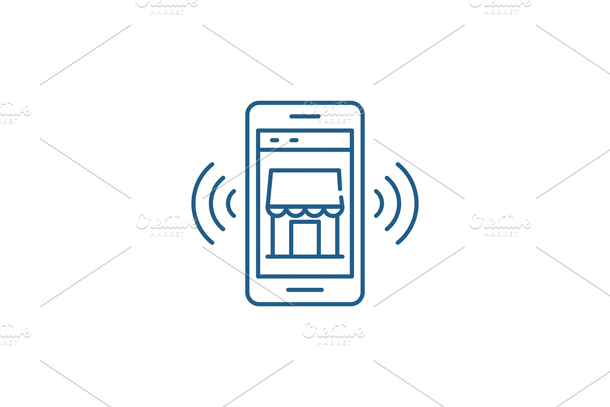 Mobile electronic store line icon in Illustrations - product preview 8
