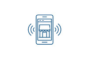 Mobile electronic store line icon