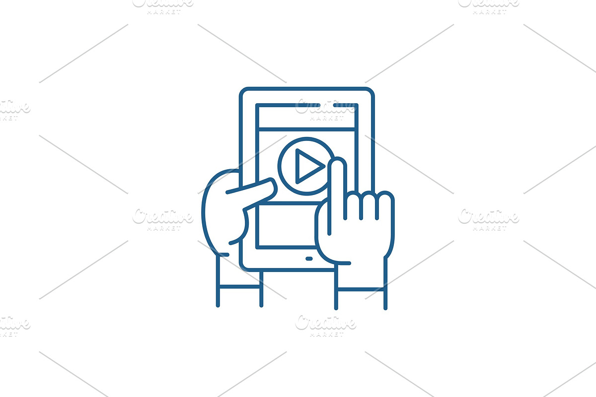 Mobile learning line icon concept in Illustrations - product preview 8