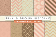 Pink and Brown Wedding Digital Paper
