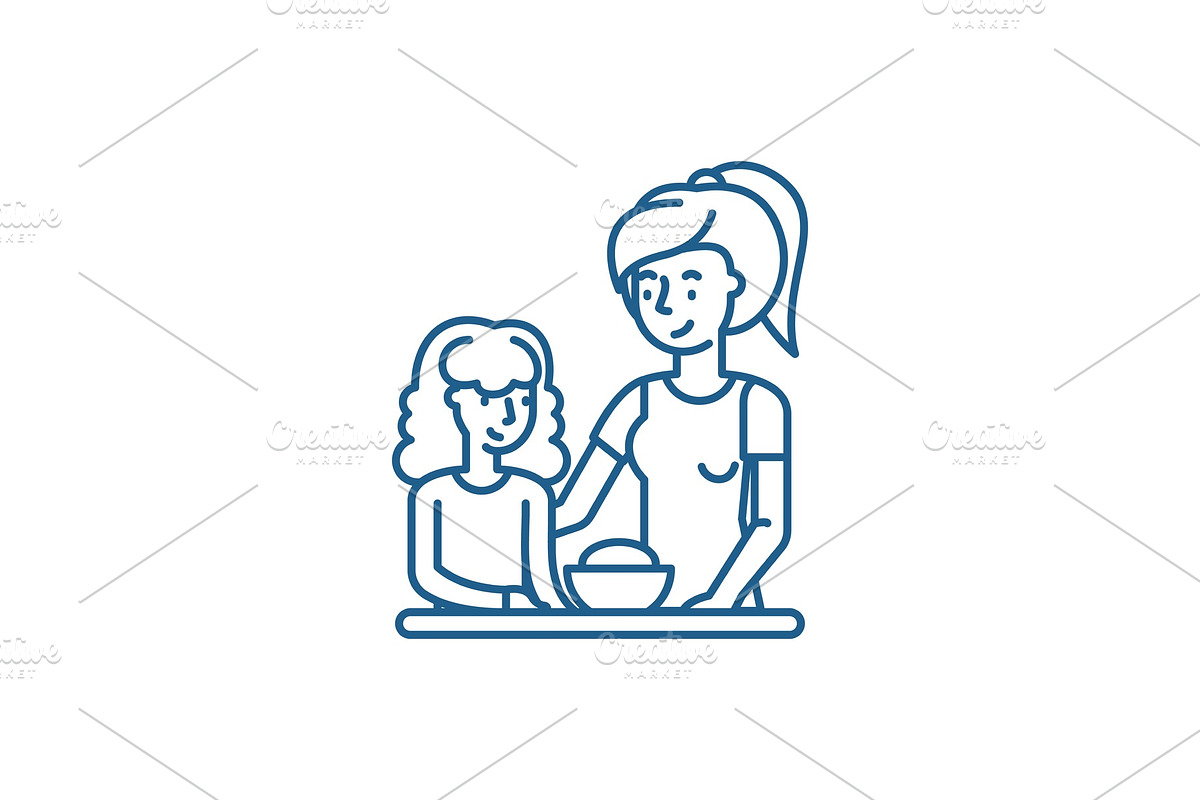 Mom and daughter line icon concept in Illustrations - product preview 8