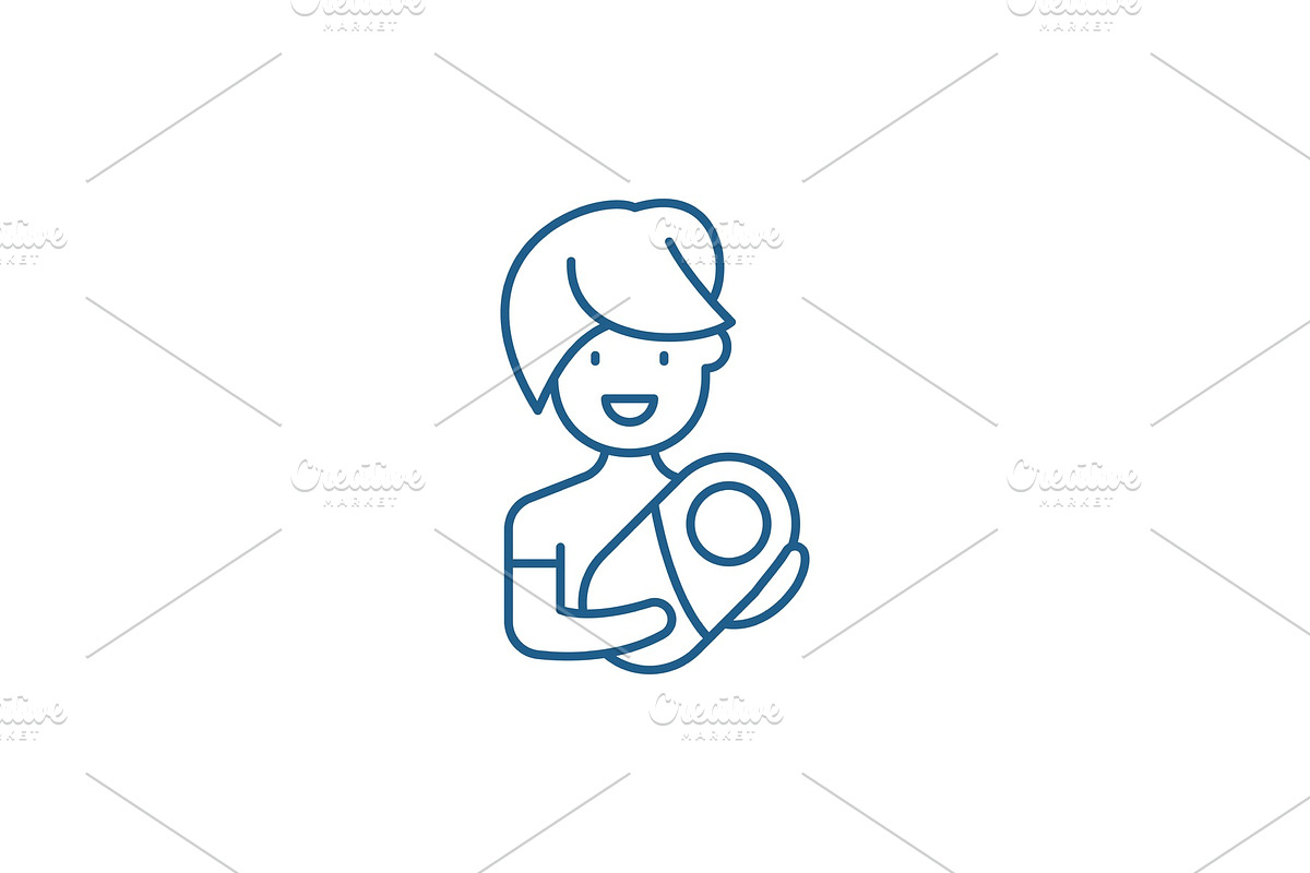 Mom with baby line icon concept. Mom in Illustrations - product preview 8