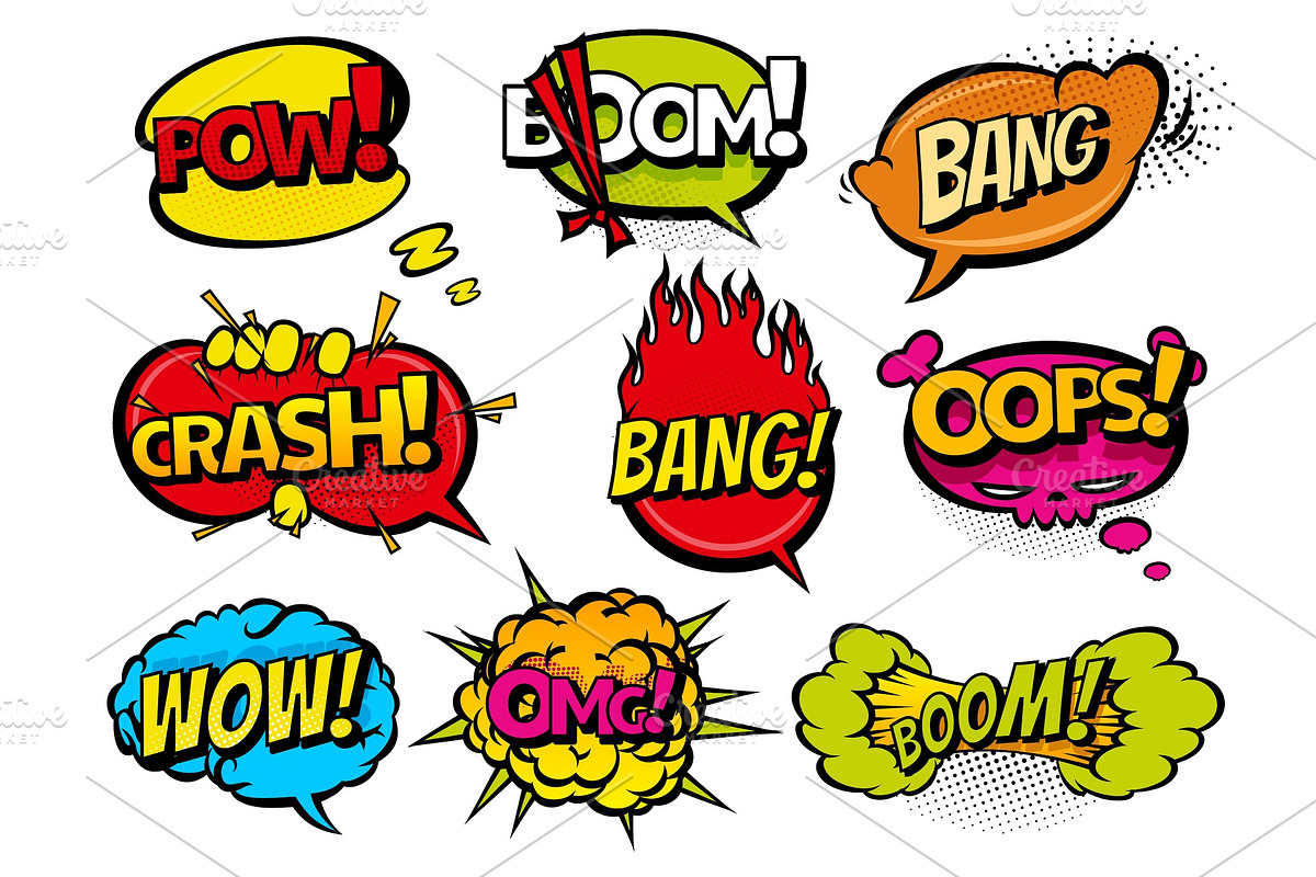 Comic book sound effect speech in Illustrations - product preview 8