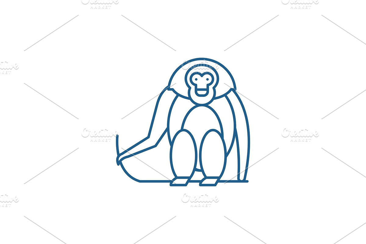 Monkey line icon concept. Monkey in Illustrations - product preview 8