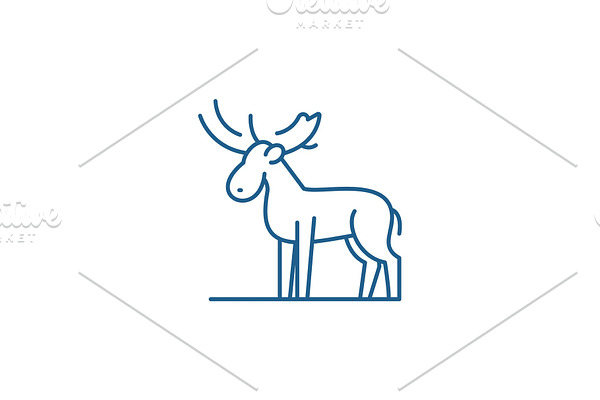 Moose line icon concept. Moose flat
