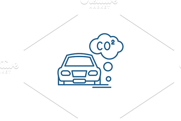 Motor vehicle pollution line icon
