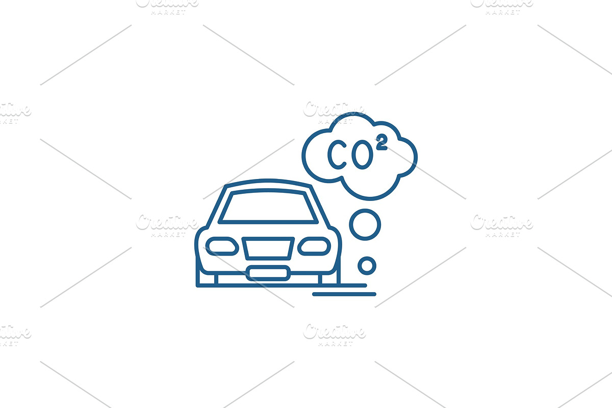 Motor vehicle pollution line icon in Illustrations - product preview 8