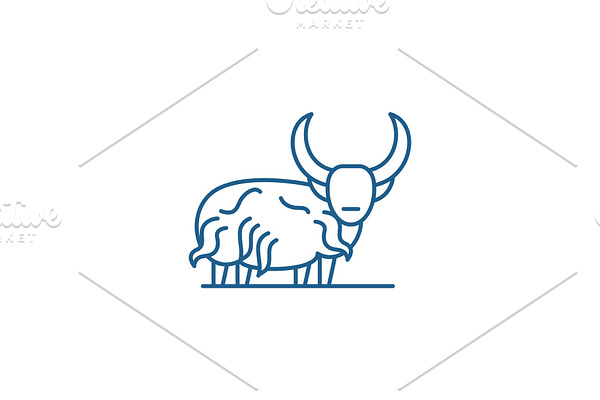 Mountain bull line icon concept