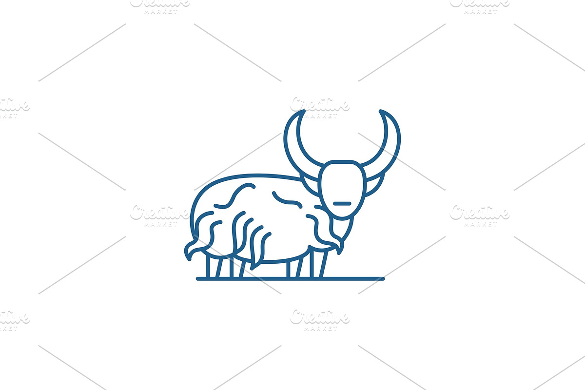 Mountain bull line icon concept in Illustrations - product preview 8