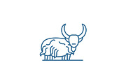 Mountain bull line icon concept