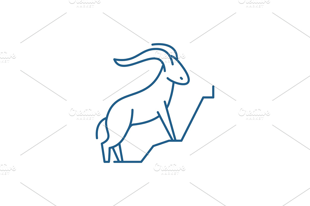 Mountain goat line icon concept in Illustrations - product preview 8