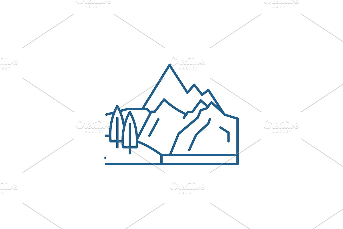 Mountains line icon concept in Illustrations - product preview 8