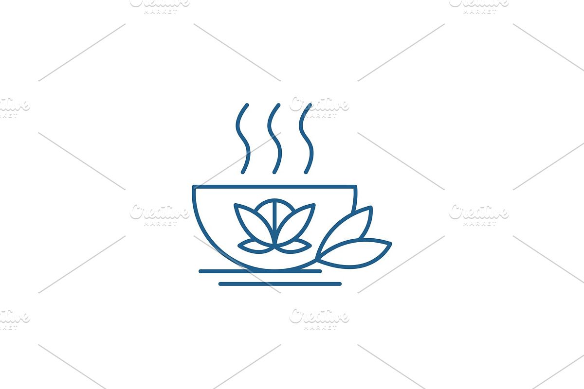 Mug of green tea line icon concept in Illustrations - product preview 8