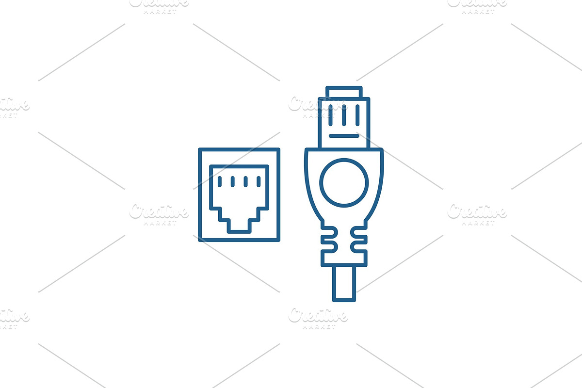 Network cable and socket line icon in Illustrations - product preview 8