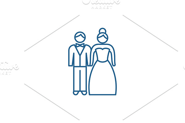 Newlyweds line icon concept